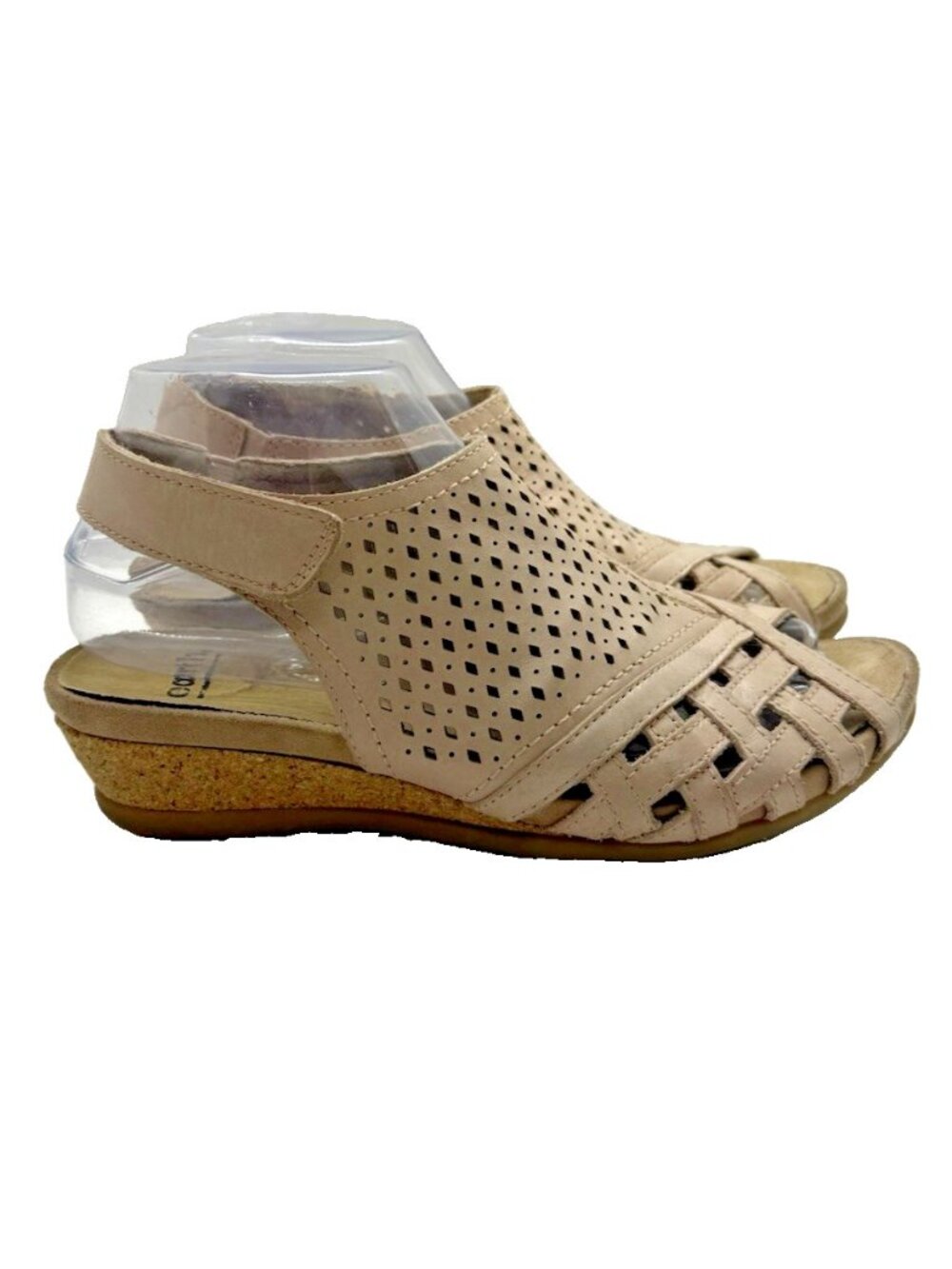 Earth Leather Perforated Wedge Sandals Pisa Galli Dusty Pink Sz 7.5M Slingback
